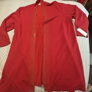 Red Sweater Gold Accents 2X NWT